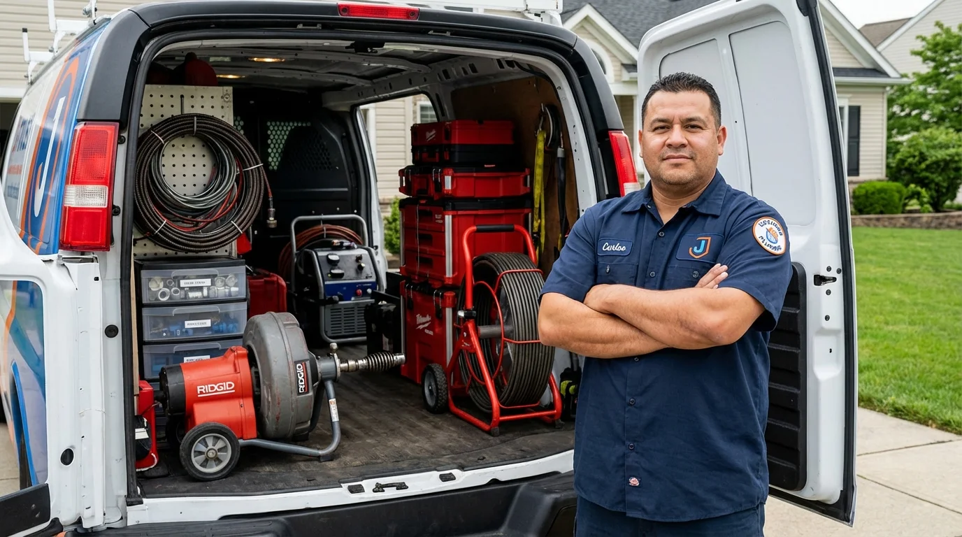 Professional drain cleaning equipment and Johns Plumbing LLC plumber in Carthage